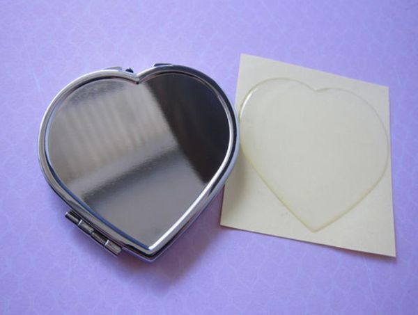 Specchi compatti a forma di cuore doppiato specchio per trucco vuoto ingrandito con adesivi di resina epossidica set fai -da -te M0838 Drop 5103667