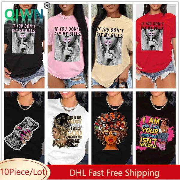 Kadın Tankları 10 PCS Toplu Toptan 3D Baskı T-shirt Kadınlar Günlük Kısa Kollu Üstler Yaz Kızlar Yoğun Street Giyim Y2K Gömlek 10992-2