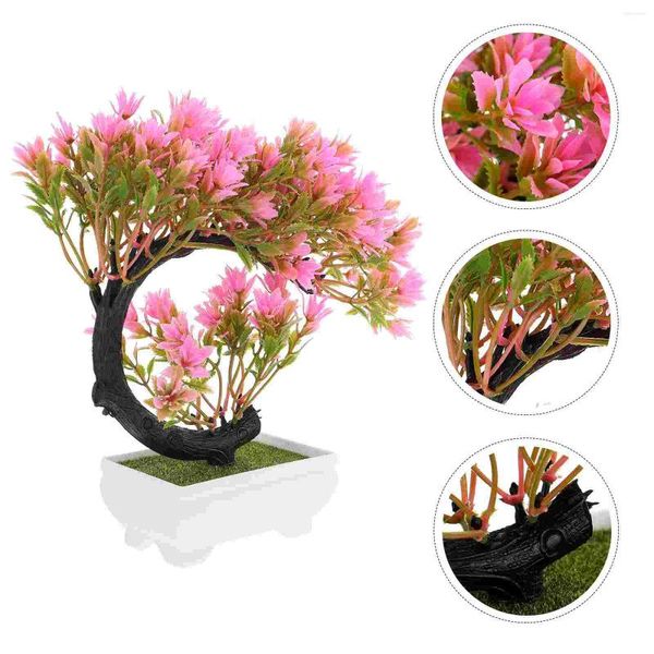 Fiori decorativi finte pianta artificiale pianta in vaso bonsai adorn desktop fiore rosa ornamento dell'albero