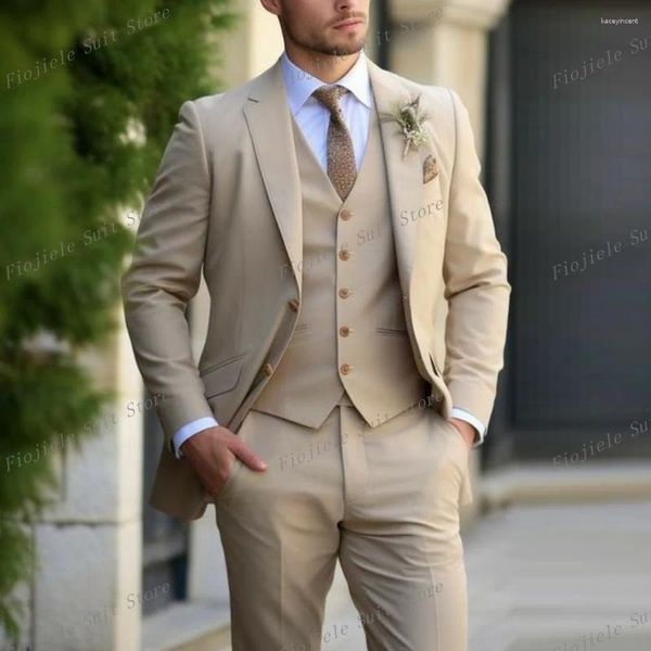 Abiti da uomo kaki uomini abiti da ballo affari ballo sposo da sposa occasione formale di nozze smoking da 3 pezzi set giacca pantaloni