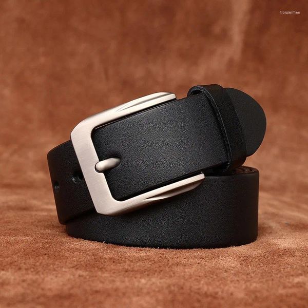 Gürtel minimalistische Business Fashion Casual Belt Herren echter Ledernadelknopf Kopfschicht Cowide vielseitiger formeller Anzug