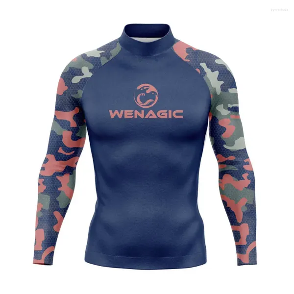 Menas de banho feminina Men UV Proteja a camuflagem de manga longa Rashguard Surf Surf Surf Surf Surf Camise