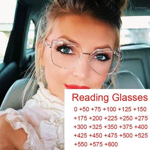 Clear Cat Eye Reading Glasses Designer di marchi unici Spettacolo Donne Spettacolo Ingrandimento Anti Blue Light Computer Fashion 207V