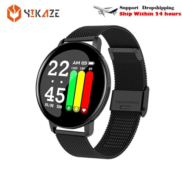 Relógios w8 relógio inteligente redondo mulheres impermeáveis ​​smartwatch masculino rastreador de fitness rastreador de pressão arterial monitor para Android iOS Smart Clock