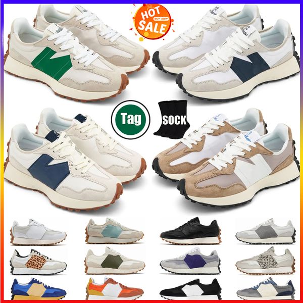 Designer Nuove scarpe da corsa 327 per maschi Womens Sea Sale Vintage Vintage Beige Brown Suede Leopard Stampa Black White Orange Mans Sneakers Sneakers Tage 36-45