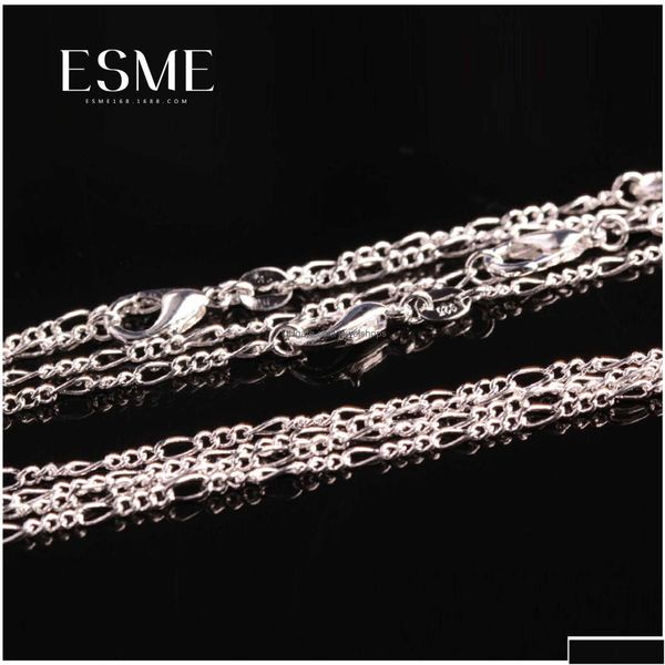 Catene catene 10pcs/lotto da 2 mm Figaro Chain 925 Sterling Sier Jewelry Collace con fermagli per lobster Dimensione 16 18 20 22 24 26 28 30 pollici Dh3SB