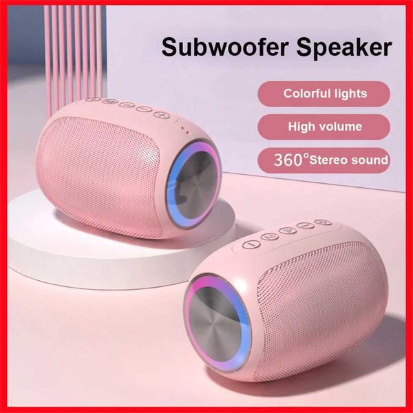 Alto -falantes portáteis do alto -falante bluetooth rosa Caixa de alto -falante Bluetooth portátil, alto -falante ao ar livre, suporte a água de 10W com suporte de graves de 10W tf fm ra j240505