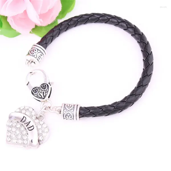 Braccialetti di fascino Bracciale Great Presente Scegli per il membro della famiglia papà scritto nel ciondolo cuore bellissimo cristalli in lega di zinco Drop