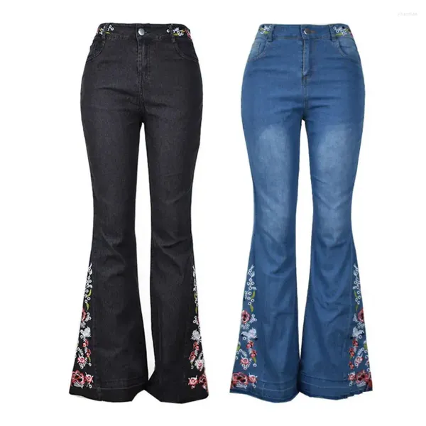 Jeans femminile donne pantaloni in denim elastico vita alla moda per la tendenza slim poliestere ricamato da lady pantalones vantalones vaqueros