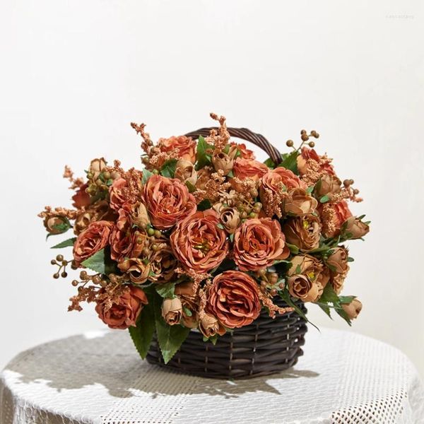 Flores decorativas Peony artificial para decoração de casamento em casa Material de natal Garland DIY Caixa
