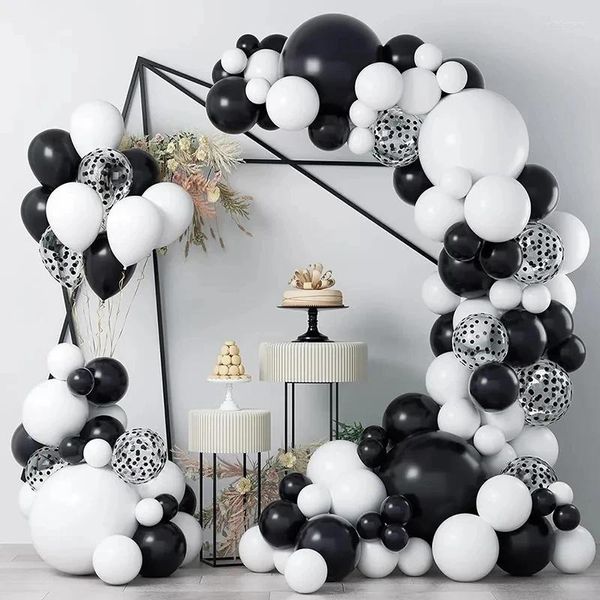 Украшение вечеринки 107pcs Balloon Garland Black Set Set Latex Белые воздушные шары на день рождения