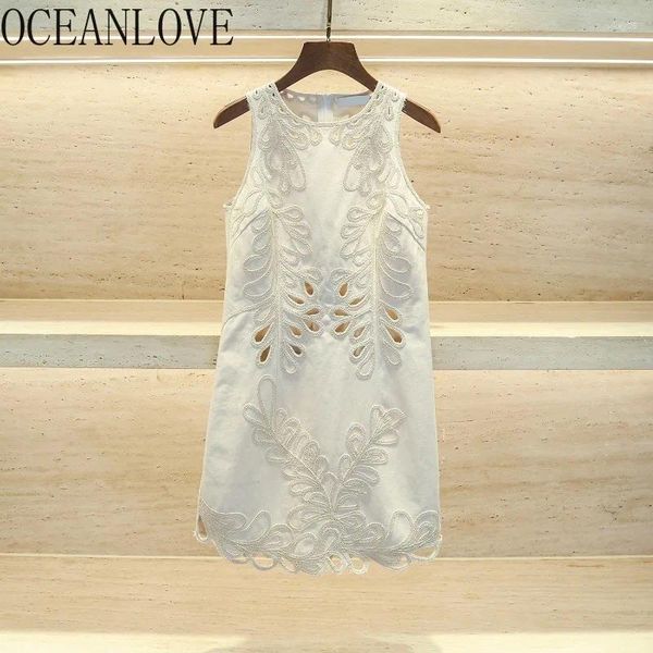 Abiti casual Oceanlove donne ricaminate bianche cassette vintage primavera estate modavestidos mujer elegante mini abito dolce