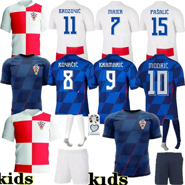 24 25 Croacia Modric Cup Cup Foolce Fortion Sationals Mandzukic Perisic Kalinic 2024 Хорватия Футбольная рубашка Ковачака ракита Крамарича Мужские Дети Униформа