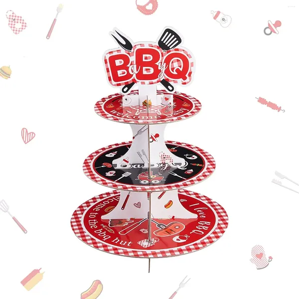 Decoração de festa decorações de bolo de chá de bebê q cupcake stand churrasco de hambúrguer de hambúrguer suprimentos de aniversário