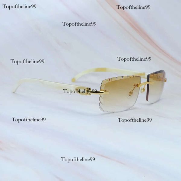 Beyaz Güneş Gözlükleri Küçük Elmas Kesim Güneş Gözlüğü Gerçek Buffalo Boynuz Şık Vintage Carter Gözlük Altın Çerçeve Orijinal Edition