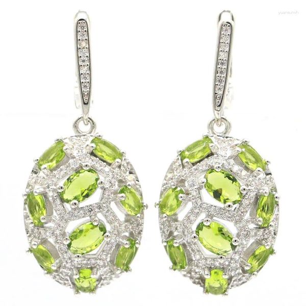 Brincos de balanço 40x18mm prevenir alergias verde peridot rico violeta violeta tanzanita branca cz noivo casamento diariamente usa prata