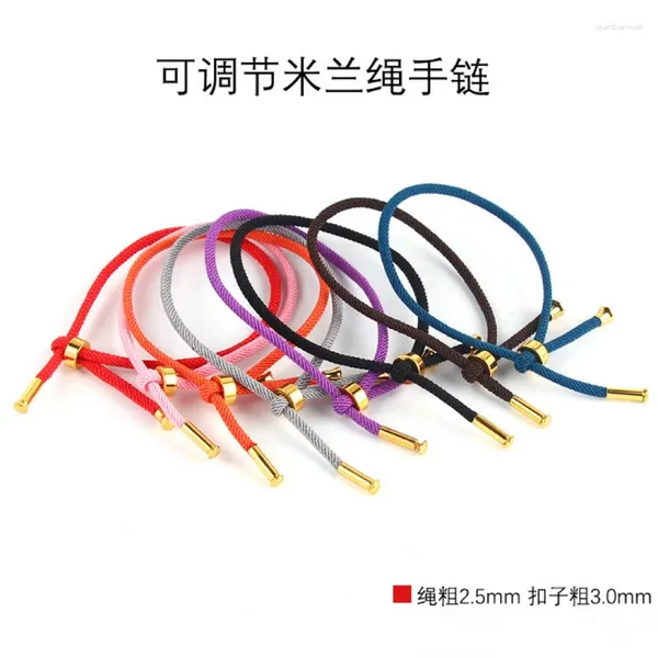 Braccialetti di fascino 3 mm colorato colorato a corda rossa a corda a corda di braccialetto oro componenti fai -da -te in rame placcato per la produzione di gioielli