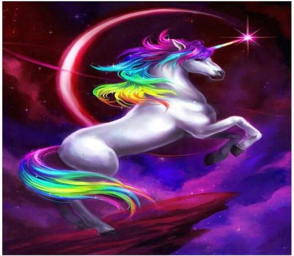 DIY Painting nach Zahlen Erwachsene handgemalte Ölfarbe Kits PaintColorful Unicorn 16 x20 270i9995703