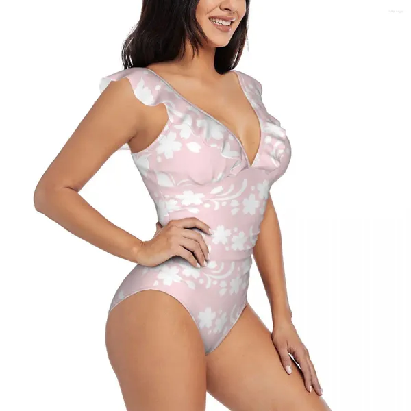 Moda de banho feminina Sexy One Piece Mulheres Mulheres Rosa Cherry Butterflies Butterflies Monokini Monokini fêmea feminina Menina de banho de praia