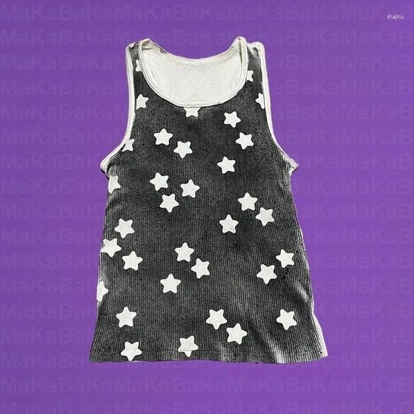 Frauen Tanks Kleidung Top Muster Druck Baby Tee Grunge Ernte Vintage Punk Sleveerloud Tank Gothic emo sexy y2k streetwear 2000s