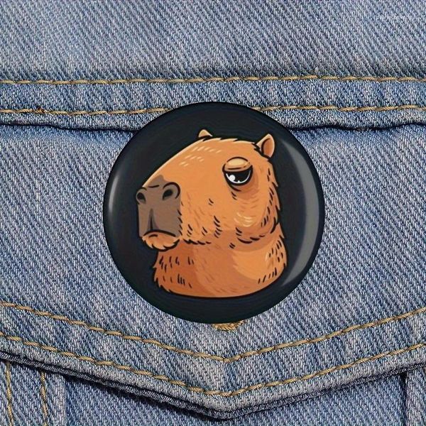 Spille simpatiche Animali Capybara Round Pins Lega Bradge Badge Accessori per gli Accessori Gioielli