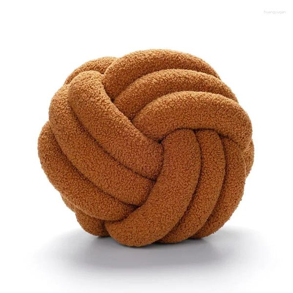 Подушка круглый плюш с ручными узлами милый шарик для домашнего декора уютный узел