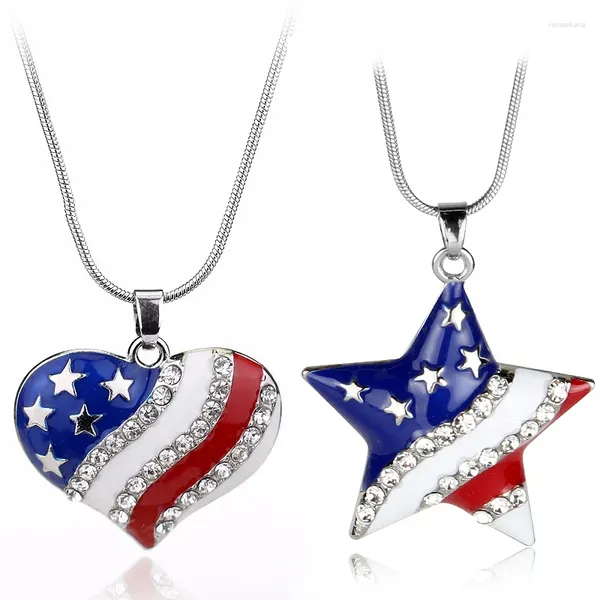 Цепочки Независимости День Празднования США ожерелье флага Сердца Пентаграмма Серьга для всех американских людей и кто любит Америку