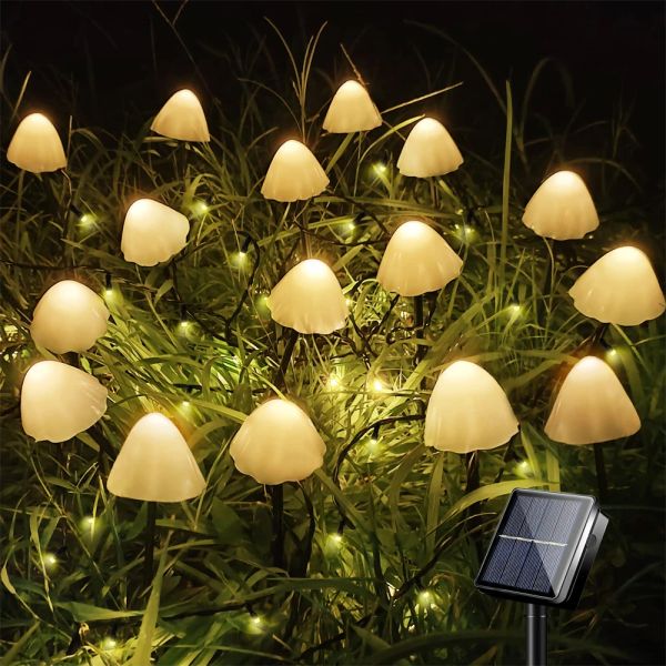 Decorações lideradas Luzes solares de cogumelos solares ao ar livre paisagem impermeável Lâmpada de fada de fada para o jardim de jardim de jardim decoração