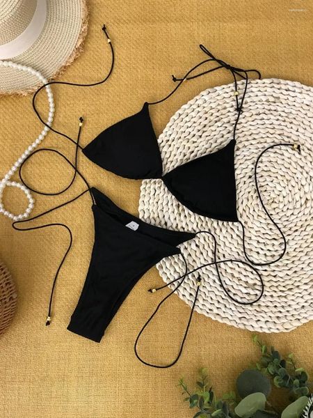 Kadın mayo mayoları kadınlar mikro bikini seksi mayo kadın katı mini set Brezilya biquini yüzme takım elbise plaj kıyafetleri