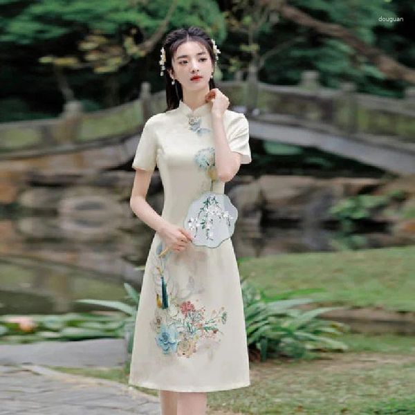 Abiti casual Elegante broccato Cheongsam Cinese Classico Donne Domenne Qipao Abito da sera sexy da sera sexy da sera sexy