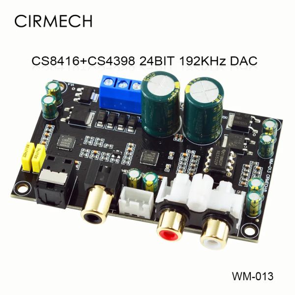 Amplificatori Cirmech Decodificatore audio coassiale ottico CS8416 CS4398 CHIP 24BIT192KHz SPDIF Scheda DAC DAC in fibra ottica coassiale per amplificatore