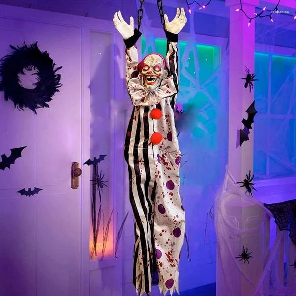 Украшение вечеринки Хэллоуин Электрические игрушки Цепная вешалка клоуна ведьма голосовой контроль Spook House Horror Props