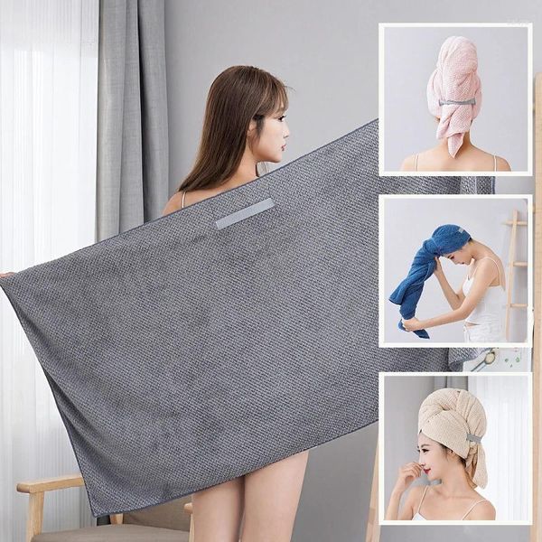 Havlu 60x100cm büyük emici başörtüsü saç mikrofiber yumuşak kurutma streç elastik bant ile hızlı hızlı