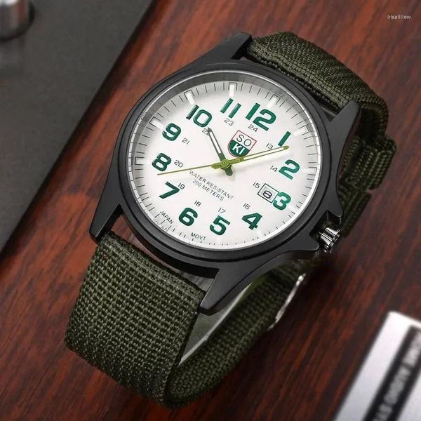 Relógios de pulso relógios massissex esportes militares nylon strap de moda elegante quartzo analógico para homens à prova d'água do exército casual relógio de pulso