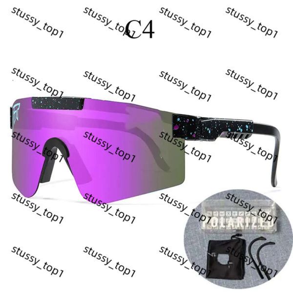 Pit Vipers Glasses Sun Quality Sport Sport Google Viclos de ciclismo TR90 Óculos de sol polarizados para homens Mulheres Eyewear à prova de vento ao ar livre Lente espelhada 100% UV com caixa 356