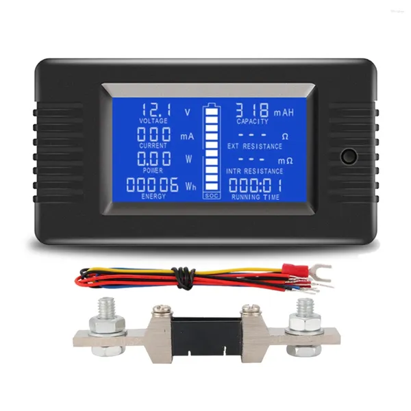 Corrente di tensione digitale DC 0-200v con monitor del misuratore del tester per batteria per auto da 200A per auto shunt 12V 24V 48V