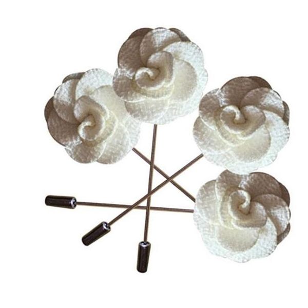 Pinos broches 100pcs brancos handmades hóspedes boutonniere pinos de seda rosa flores artificiais homens homens homens brocas cor fluxo de casamento dhi0b