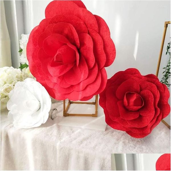 Dekorative Blumen Kränze große künstliche Veet Pfingstrose Faux Blumenstudio Dreh romantische Themen Hochzeitsausstellung Hintergrund Seiden Drop Dhxjh