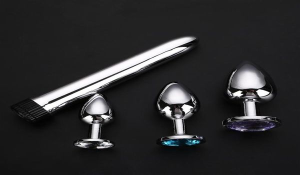 Huofeng 4 PCSSET Crystal Metal Plugs Anal Toys per uomini per uomini Donne Gay Anal Ivalle in acciaio inossidabile Sesso Vicino vibrante Y189291488376