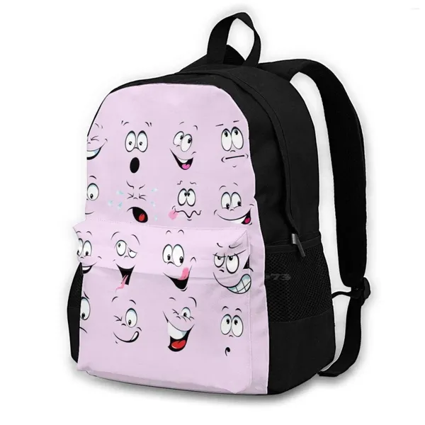 Rucksack alle Gesichter Ges 3D Print Design Casual Bag Eyes Lachen Lachen Spott nette coole Kinder Männer Männer