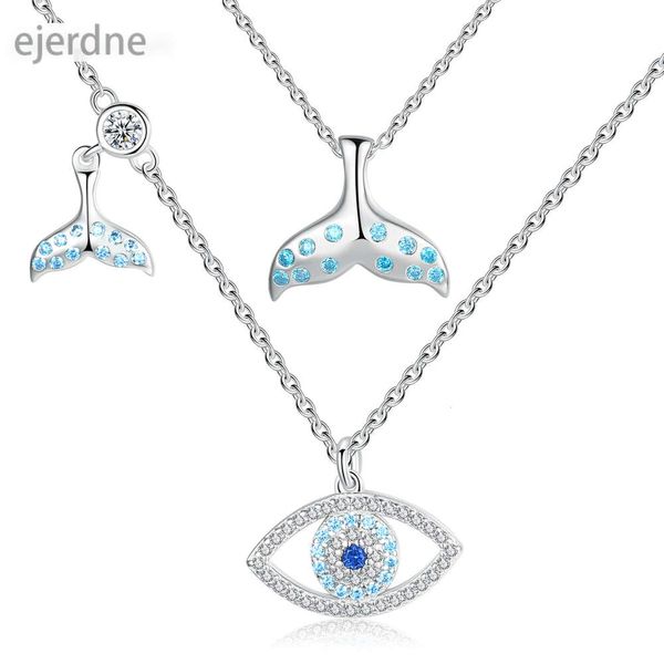 Tongzhe Charm Sterling Sier Luck Blue Evil Hily Necklace Cotail Crystal Crystal Eye Collana per donne gioielli di tacchino