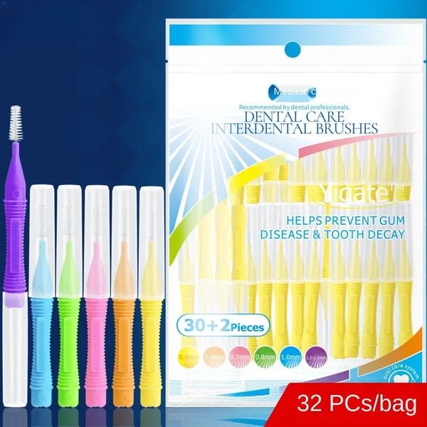 32pcs/set I -geformte interdentale Pinsel Denta Floss Interdental Cleaners Kieferorthopädtische Zahnzähnepinsel Zahnstocher Mundpflegewerkzeug