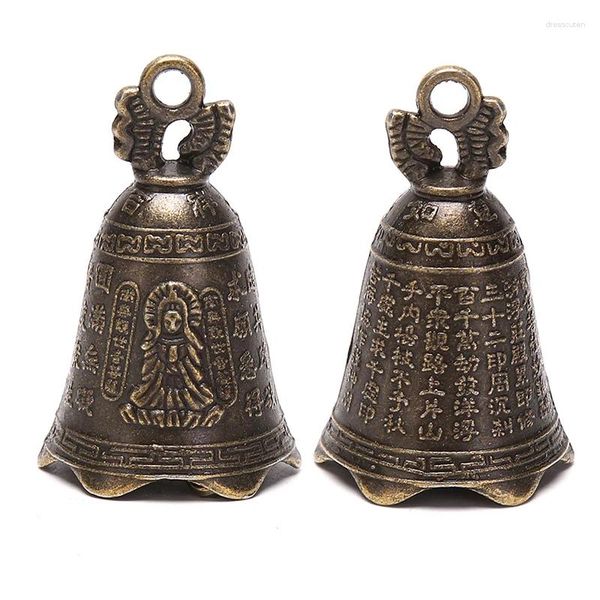 Estatuetas decorativas 2pc ou 1pc Antique Bell Mini Brass Copper Sculpture Pray Guanyin Shui Feng