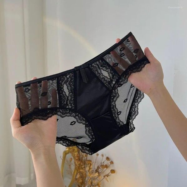 Mutandine femminili biancheria intima in pizzo francese europeo e americano da donna in pizzo francese Donne Cotton Cotton Crotch Slips trasparenti donne cave a bassa vita