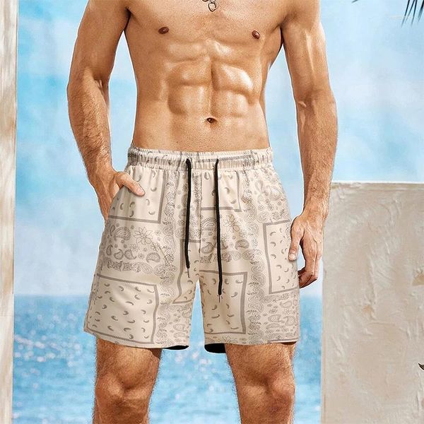 Calças de estilo étnico casual de shorts masculinos impressos