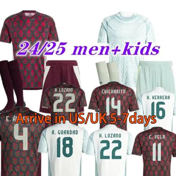 24/25 Futbol Formaları Ulusal Futbol Gömlekleri S.Cordova J.Quinones A.Vega G.ochoa S.Gimenez Raul H.Lozano Chicharito K.Alvarez Plus XXXL 4XL Erkek Kids Meksika Gömlek