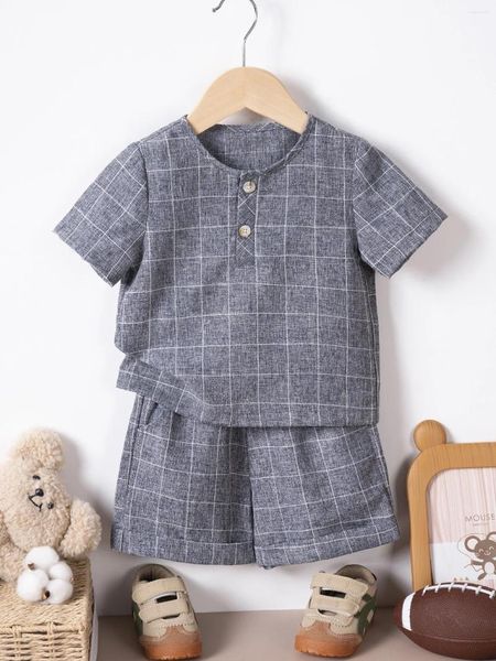 Kleidungssets 2024 Baby Kurzarm Shorts Set Kinder lässige Jungen Sommerstreife Baumwollwäsche Kombination