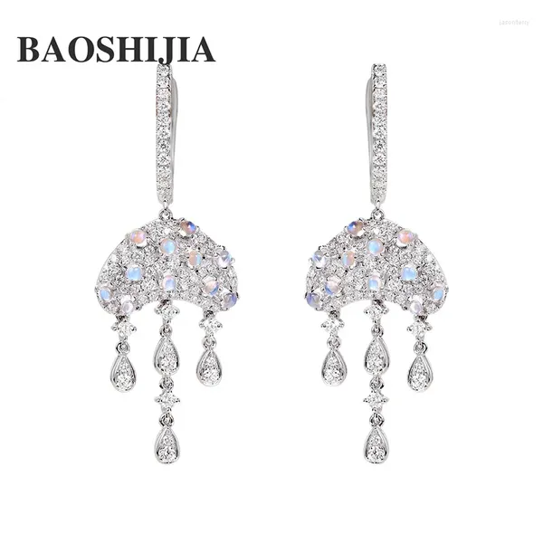 Orecchini a pennaglie Baoshijia un unico solido oro bianco in oro bianco opale vero diamante femminile di gioielli di gioielli di gioielli classici classici