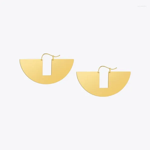 Brincos dangled enfashion vintage Big Circle Matte Gold Color Fan Earshings Drop for Women Jóias de Brincho Longo Brinco