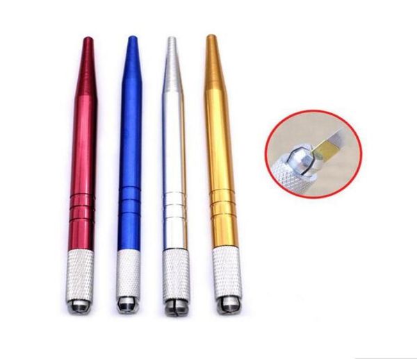 DHL 100ps Silver Brand Alloy Alloy Professional Permanent Makeup Manual Pen 3D Edgbrow Emelcodery Tattoo Microblading Pen2224080